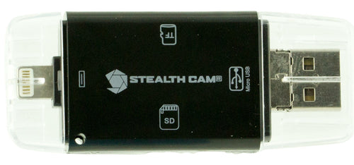 Stealth Cam STCDDMCR Memory Card Reader Triple Connection Andrioid, IOS and USB