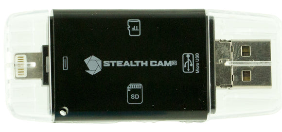Stealth Cam STCDDMCR Memory Card Reader Triple Connection Andrioid, IOS and USB