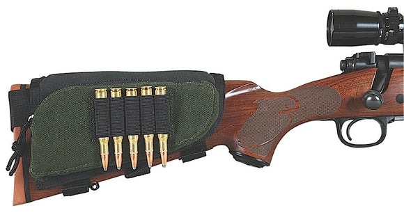 Allen 20550 Buttstock Shell Holder With Pouch 5 Rounds Green/Black Cordura Nylon