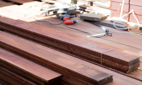 Deck materials stacked and ready to be used