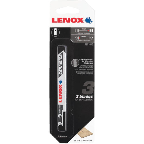 Lenox U-Shank 3-1/2 In. Carbide Grit Edge Jig Saw Blade, Ceramics (3-Pack)