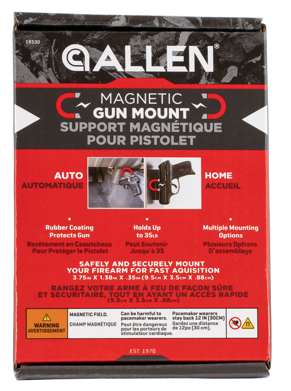 Allen 18530 Magnetic Handgun Mount  Handgun,Rifle,Shotgun Black Rubber