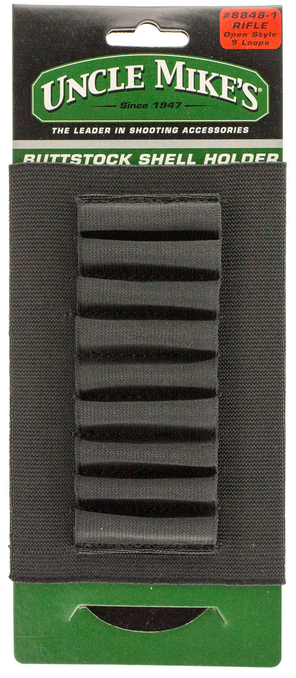 Uncle Mikes 88481 Buttstock Shell Holder Rifle Rifle 9 Rounds Black Nylon