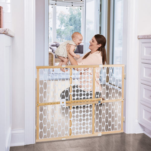 Toddleroo by North States Quick-Fit® Oval Mesh Wood Gate