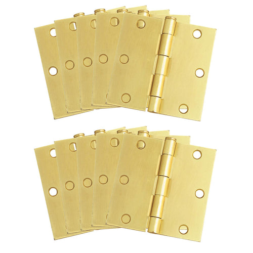 Design House Square Corner Door Hinge in Satin Brass, 3.5-Inch, 10-Pack