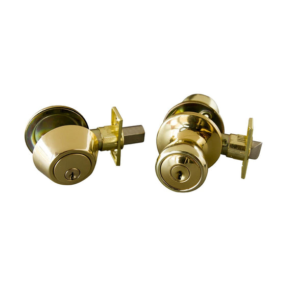 Design House  Terrace Entry Door Knob and Deadbolt in Polished Brass
