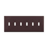 Eaton Toggle Wallplate, Brown 6 Gang