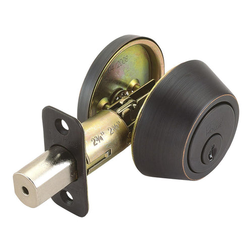 Design House Single Cylinder 2-Way Latch Deadbolt with Adjustable Backset in Oil-Rubbed Bronze