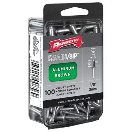 Arrow Fastener Short Brown Aluminum 1/8-Inch Rivets, 100-Pack