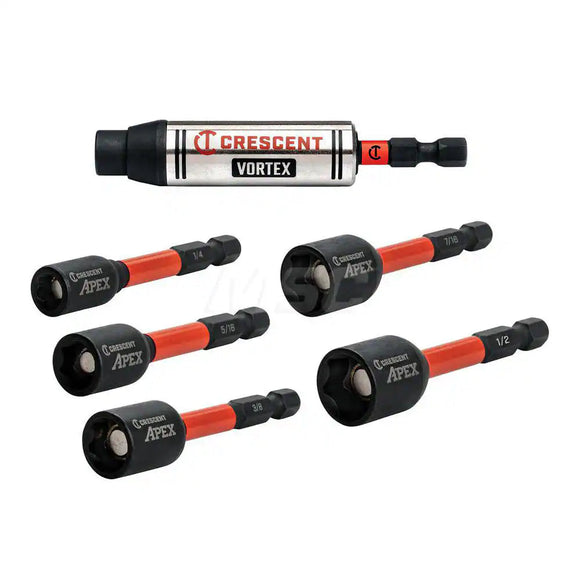 Crescent® VORTEX™ Bit Holder with 5 Insert Nutsetters on Rail 6 Pc
