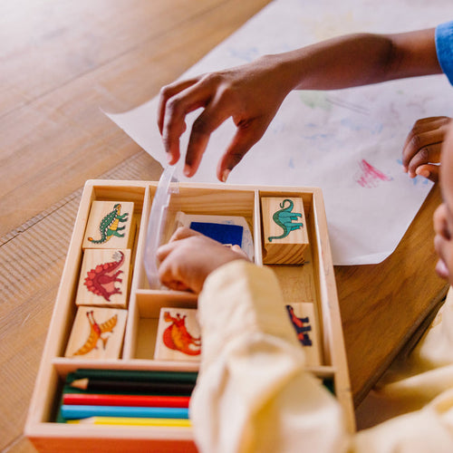 Melissa & Doug Wooden Stamp Set - Dinosaurs