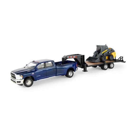 Tomy ERTL 32 Ram 3500 Pickup With New Holland L230 Skid Steer and Gooseneck Trailer