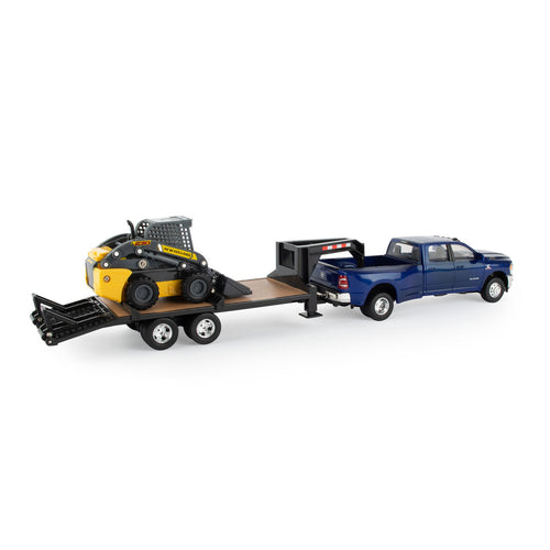 Tomy ERTL 32 Ram 3500 Pickup With New Holland L230 Skid Steer and Gooseneck Trailer