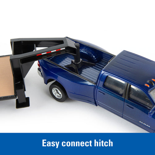 Tomy ERTL 32 Ram 3500 Pickup With New Holland L230 Skid Steer and Gooseneck Trailer