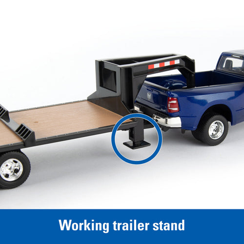 Tomy ERTL 32 Ram 3500 Pickup With New Holland L230 Skid Steer and Gooseneck Trailer