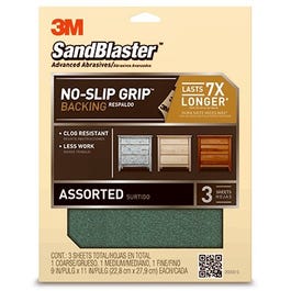 Sandblaster No Slip Grip Sandpaper, Assorted, 9 x 11-In., 3-Pk.