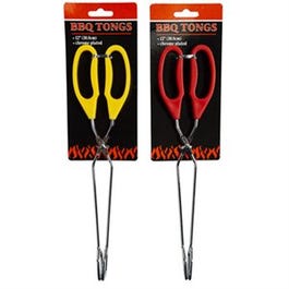 Serving /BBQ Tongs, Chromed Iron/Plastic, 12-In.