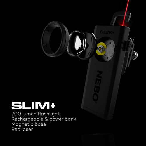 NEBO SLIM+ Best Rechargeable Pocket Light with Laser Pointer and Power Bank