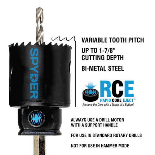 Spyder  600098CF 3-5/8   Bi-Metal   Hole   Saw   Rapid   Core   Eject™