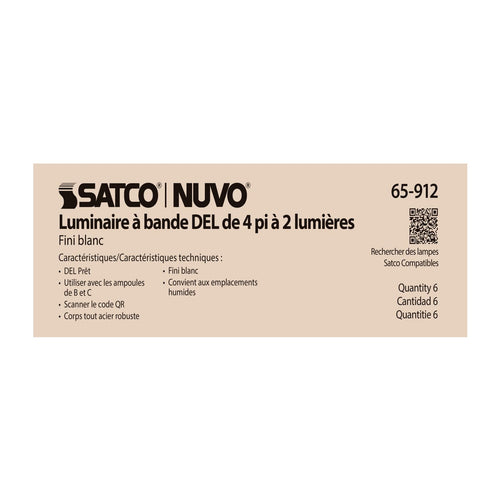 Satco Products 65-912 4' DUAL T8 Lamp Ready Fixture