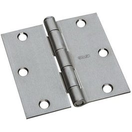 Door Hinge, Interior, Square-Edge, Satin Chrome, 3-In.