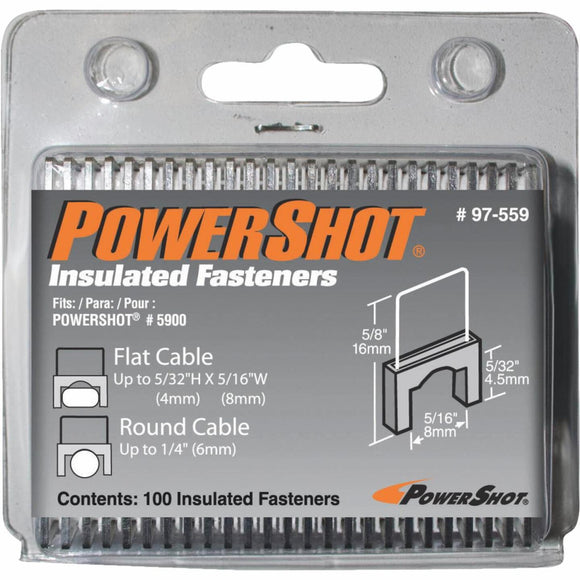 Arrow PowerShot Insulated White Cable Staple, 5/16 In. (100-Pack)