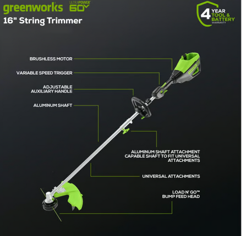 Greenworks 80V Cordless Battery String Trimmer (Attachment Capable) w/ 2.5 Ah Battery & Charger